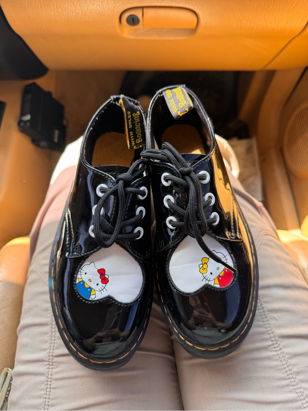 Dr. Martens Kids Black Oxfords with Hello Kitty Toe 60th Anniversary